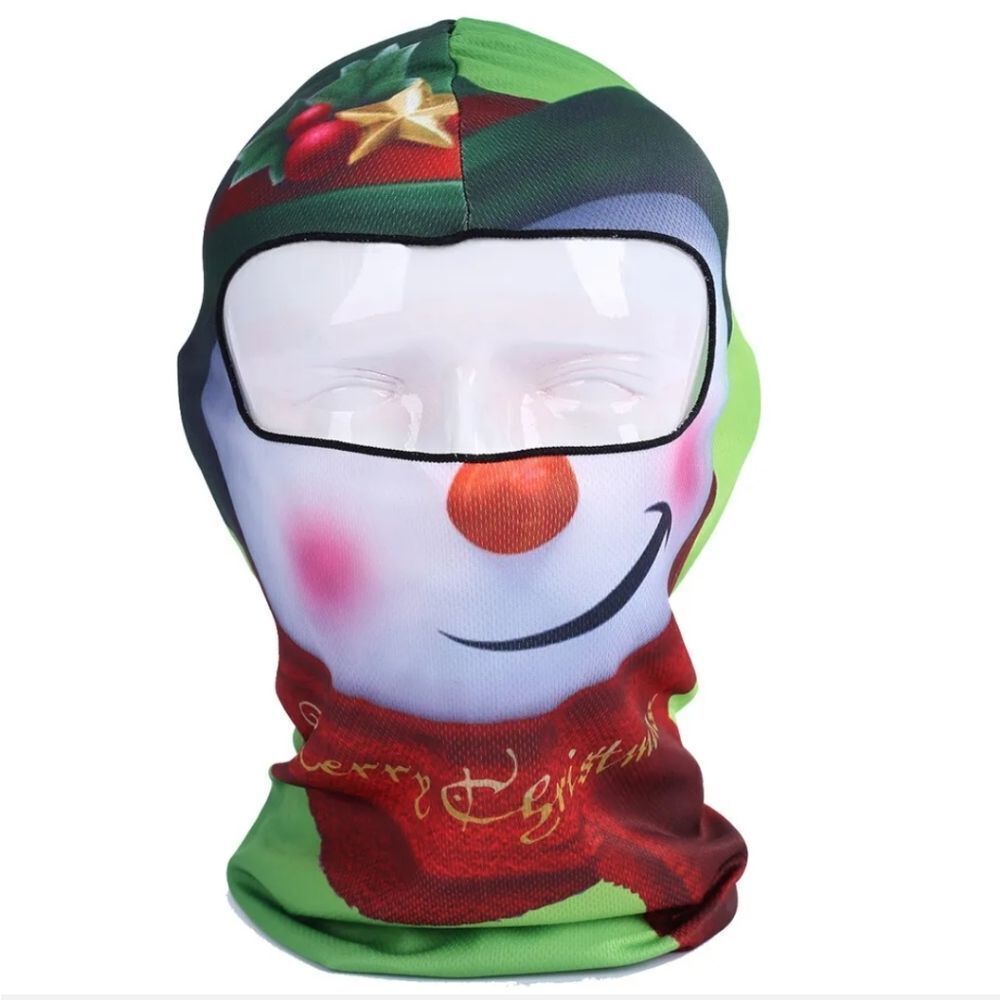 Christmas Mask Balaclava Hood Thin Neck Gaiter Cartoon Printing Full Face Mask